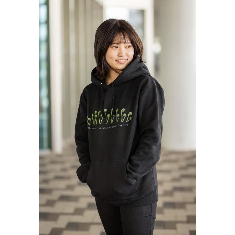 世界で唯一!着る山菜!!【こごめパーカー・黒】裏起毛 トレーナー ファッション メンズ レディース 洋服 新潟 