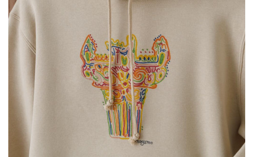 「旅する縄文」パーカー 十日町土器01 サンドベージュ ファッション メンズ レディース 裏起毛パーカー 