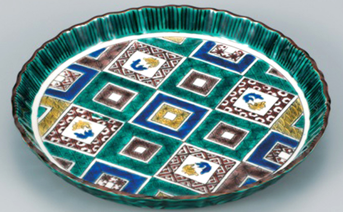 九谷焼6.5号盛皿　石畳の図 a01 焼き物 民芸品 工芸品 食器 