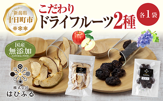 【新潟県十日町市】ドライフルーツ 2種(りんご ぶどう)/林檎 リンゴ ブドウ 葡萄 レーズン 干しぶどう 無添加 砂糖不使用 国産 フルーツ 保存食 ダイエット ギフト グルメ お取り寄せ はぴふる 新潟県 十日町市
