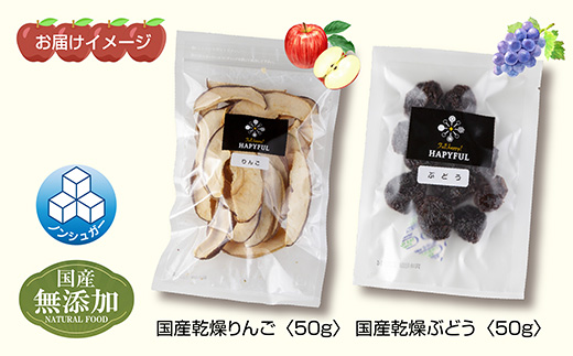 ドライフルーツ 2種(りんご ぶどう)／林檎 リンゴ ブドウ 葡萄 レーズン 干しぶどう 無添加 砂糖不使用 国産 フルーツ 保存食 ダイエット ギフト グルメ お取り寄せ はぴふる 新潟県 十日町市 