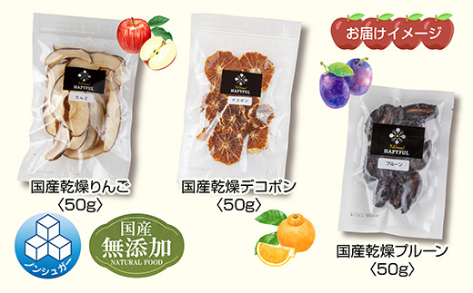 ドライフルーツ 3種(りんご プルーン デコポン)／干しりんご 林檎 リンゴ 不知火 無添加 砂糖不使用 国産 フルーツ 果物 保存食 ギフト グルメ お取り寄せ はぴふる 新潟県 十日町市 
