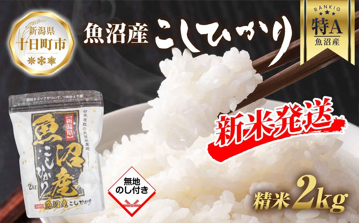 【新潟県十日町市】【令和7年産 新米予約】 無地熨斗 魚沼産 コシヒカリ 2kg 精米 農家のこだわり 新潟県 十日町市 お米 こめ 白米 コメ 食品 人気 おすすめ 送料無料 ご飯 ブランド米 銘柄米