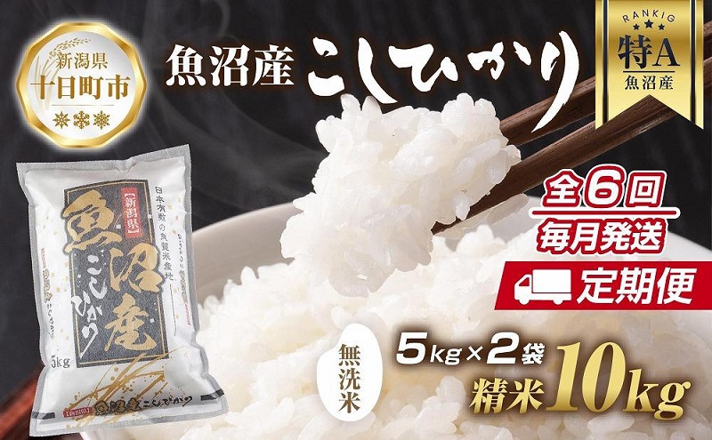 【新潟県十日町市】【定期便】|無洗米| 新潟県 魚沼産 コシヒカリ お米 10kg×計6回 精米済み 半年間 毎月発送 こしひかり (お米の美味しい炊き方ガイド付き) ご飯 ブランド米 銘柄米