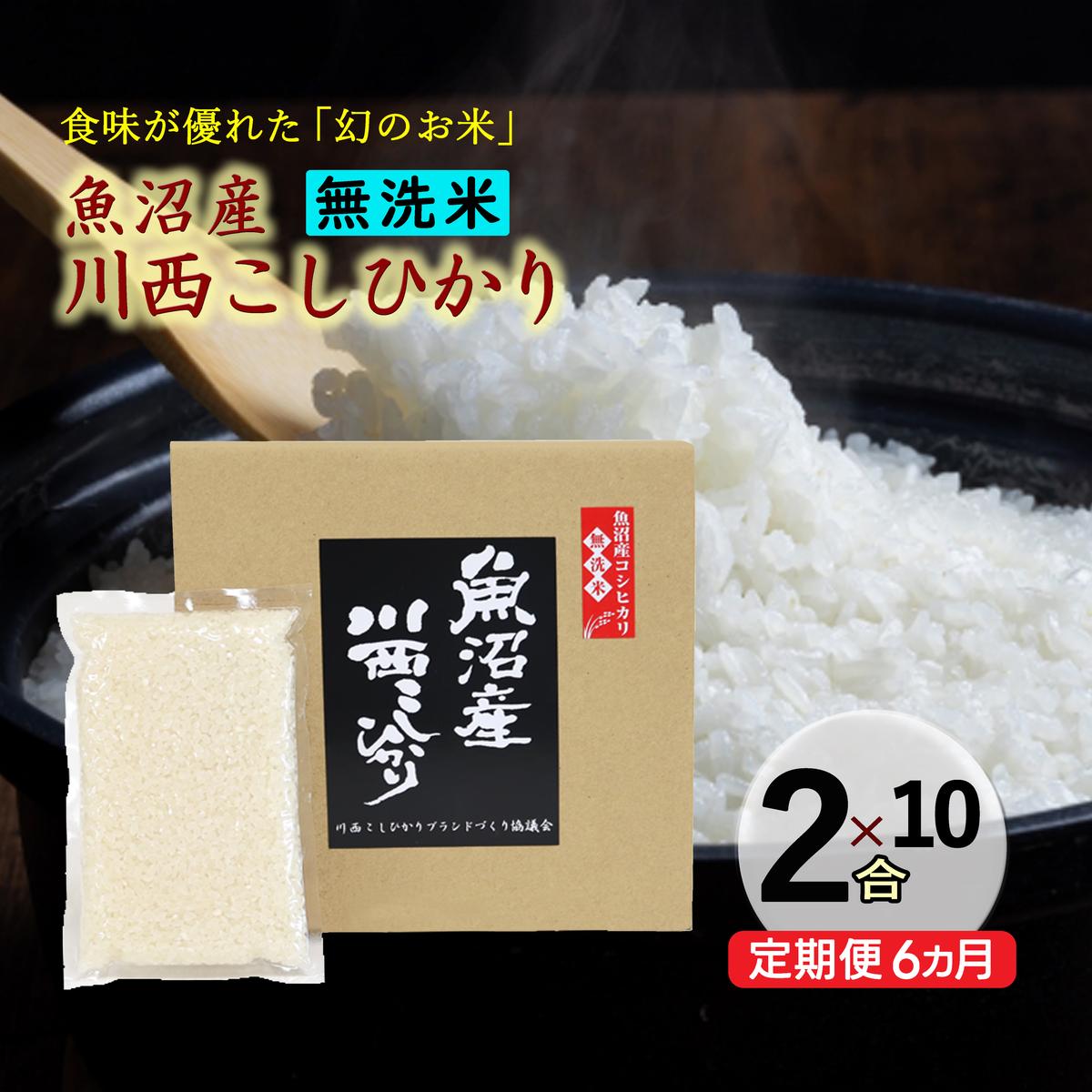 【定期便／全6回】無洗米 魚沼産こしひかり2合×10袋