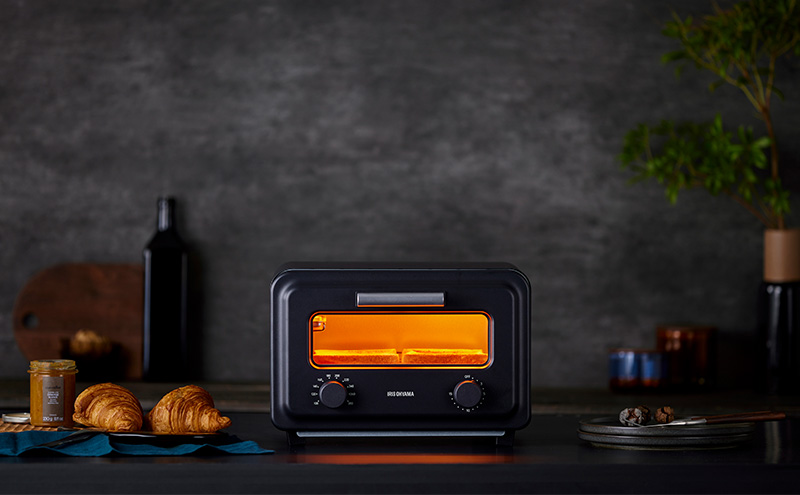 トースター 2枚焼き SOT-201-B チャコール スチーム アイリスオーヤマ カーボントースター スチームカーボントースター 2枚 かわいい おしゃれ 小型 コンパクト 一人暮らし 食欲の秋特集 