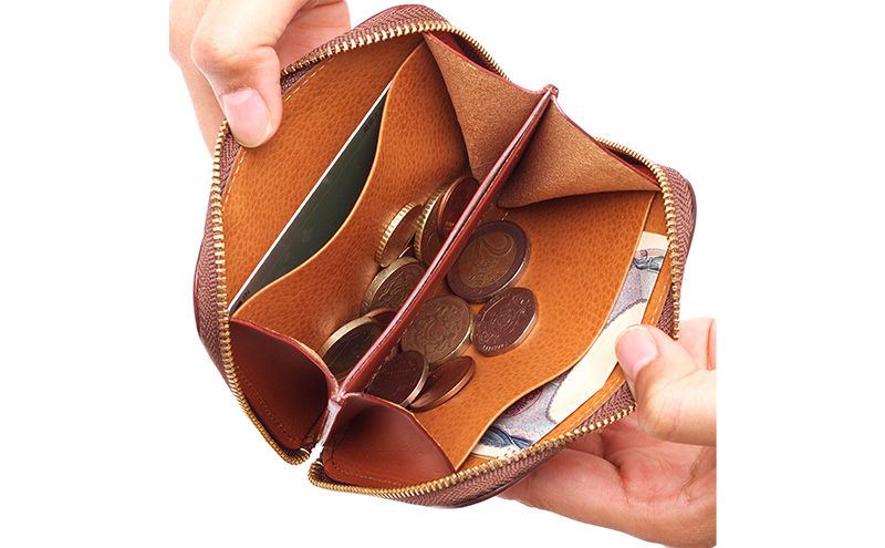 マルチコインケース 大 キャメル いたがき ファッション小物 小銭入れ カード お札 コンパクト 財布 仕切り 平ポケット シンプル 