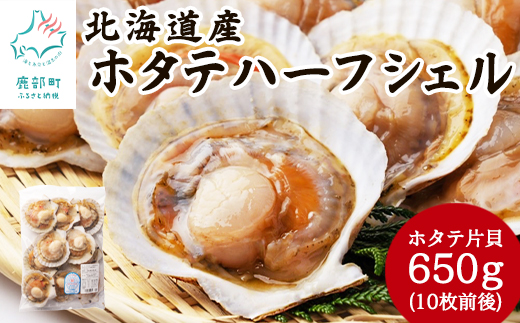 北海道鹿部町のふるさと納税 【北海道産】 ハーフシェル ほたて片貝 1袋 650g (10枚前後) ウロ取り済み バラ冷凍 加熱調理用 ほたて ホタテ 帆立