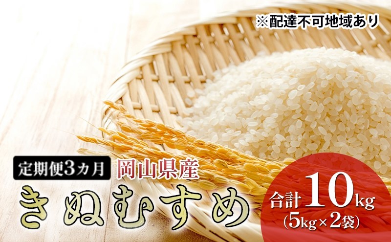 米 【 定期 便 3ヶ月 】特A ランク きぬむすめ 10kg （5kg×2袋） 令和7年産 こめ コメ 白米 岡山県産 