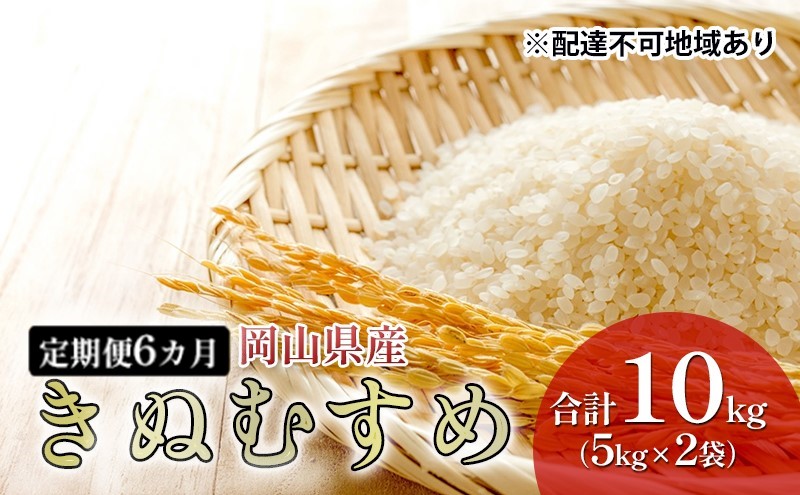 【岡山県高梁市】米 【 定期 便 6ヶ月 】 特Aランク きぬむすめ 10kg (5kg×2袋) 令和7年産 こめ コメ 白米 岡山県産