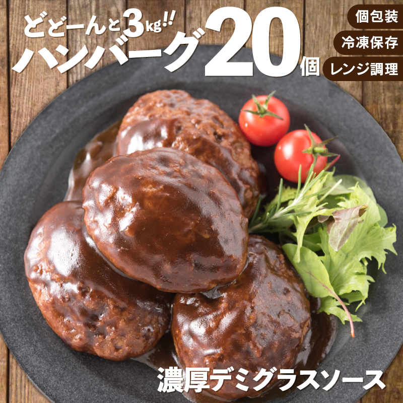 AB270.累計４０万個突破！どーんと3kg!大容量デミハンバーグ【150g×20個】