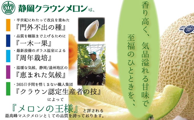 静岡県袋井市のふるさと納税 クラウンメロン（山級）特大玉  １玉　ギフト箱入り