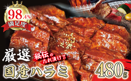 希少　和牛入国産牛　ハラミ480g　秘伝の自家製タレ漬け【FO22W】