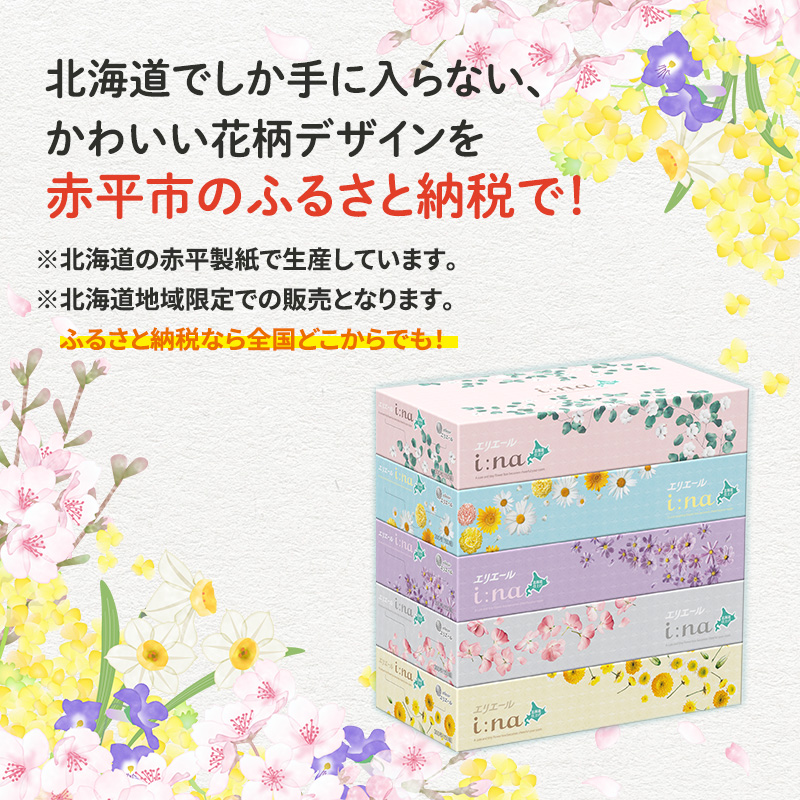 エリエール ハーフサイズ 収納に便利 コンパクト 少量6パック [アソートO]   i:na 北海道 ティシュー 150組 5箱 6パック 計30箱 イーナ ティッシュペーパー ボックスティシュー 防災 常備品 備蓄品 消耗品 日用品