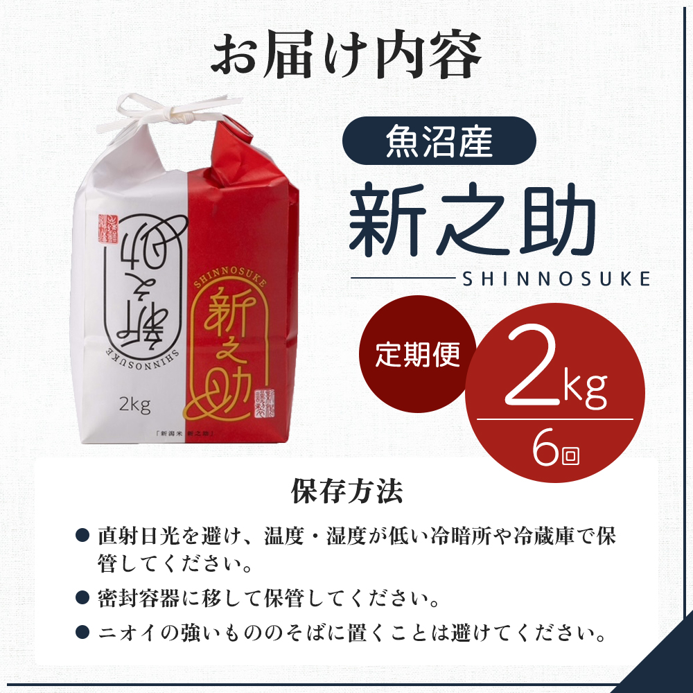 令和7年産 定期便 魚沼産 新之助 精米2kg×6回 お米 こめ コメ 
