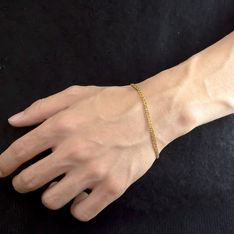 純金 ブレスレット 喜平チェーン 6面ダブル 全長18cm 管理番号