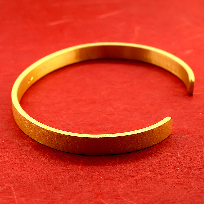 ブレスレット 純金 造幣局検定刻印付 K24 鍛造技法 幅6mm 腕周り16cm