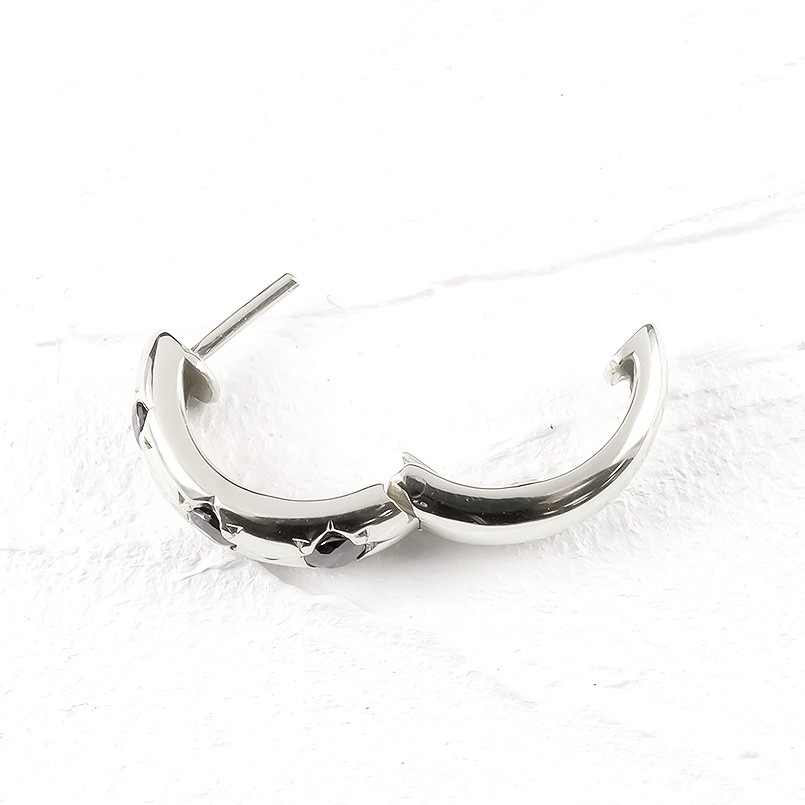 プラチナ ピアス 片耳用 ブラックダイヤモンド フープピアス 管理番号