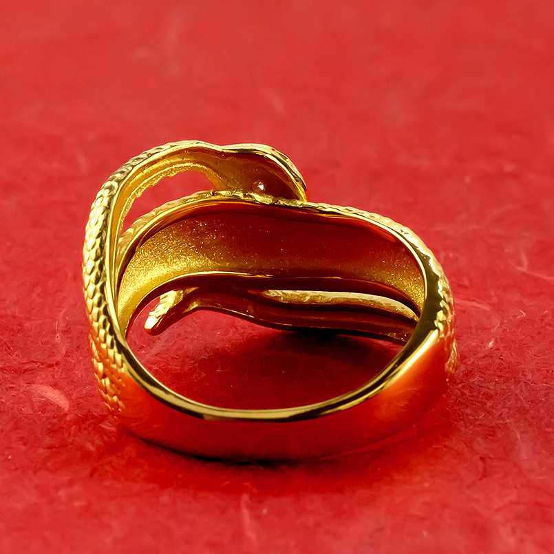 24金 純金 リング 蛇 スネーク ダイヤモンド 太め 金 ゴールド 24k