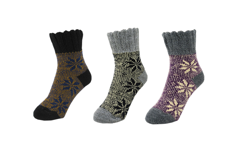 裏綿2重編雪柄靴下 (008363421)