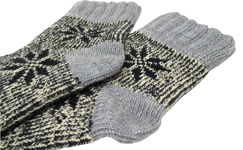 裏綿2重編雪柄靴下 (008363421)