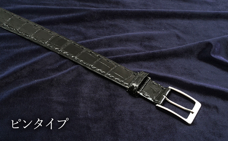 ベルト メンズ ツヤワニ クロコベルト 幅35mm クロ 手縫いステッチ レザー 革 本革 革製品 クロコダイル ワニ革 クロコダイルベルト ワニ革ベルト レザーベルト メンズベルト 黒 日本製 東京 東京都 墨田区