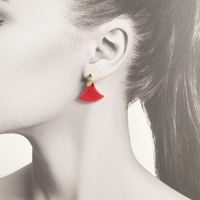 茅ヶ崎市 湘南 陶磁器 ピアス 上品 かわいい レディース ギフト プレゼント 誕生日 母の日 お祝い サマーギフト ゴールド 金 アート アクセサリー Artopus.SHONAN ピアス 富士 レッド