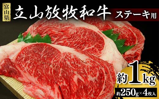 立山放牧和牛 ステーキ用 1箱 約250g×4枚入 K・MEAT ステーキ肉 ステーキ 和牛 牛肉 国産牛 放牧 牛 肉 富山県 立山町 お歳暮 お中元 F6T-027