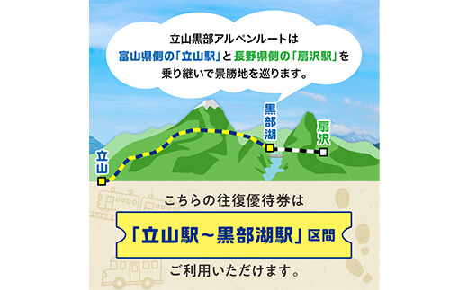 立山黒部アルペンルート ( 立山駅 ～ 黒部湖駅 ※往復 ) 優待券 立山黒部貫光観光 旅行 券 チケット 体験 トラベル 黒部 富山県 立山町 F6T-781