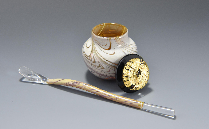 高級ガラス工芸品 棗と茶杓セット〈高級 ガラス 棗 茶杓 セット