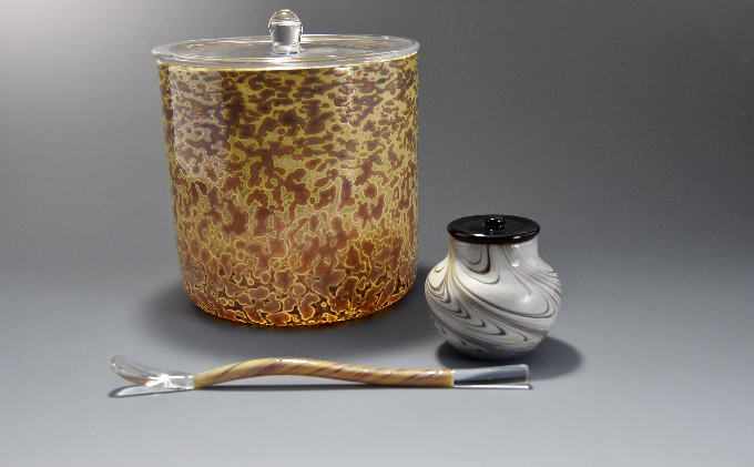 高級ガラス工芸品　みずや〈ガラス 茶道具 セット 茶道 工芸品〉 食器 