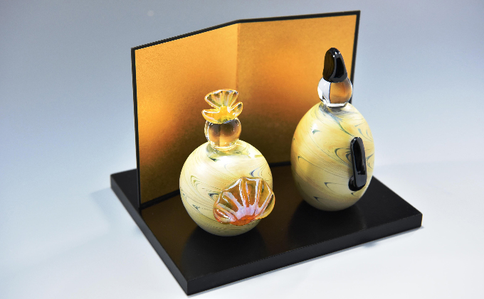 ガラス　雛人形　ひな祭り 雛人形 ガラス ひな人形 錦雛 立大 桜セット コンパクト