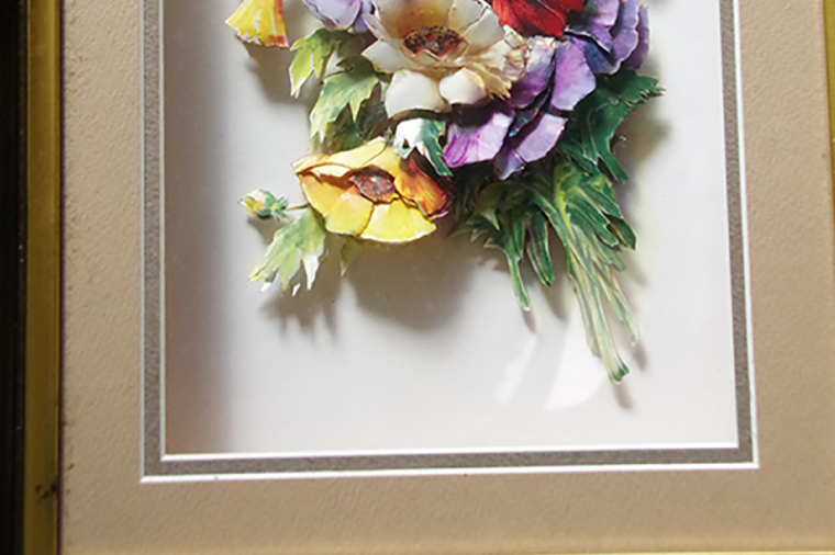 ３D作品【インテリア オブジェ 壁掛け 花】(BS203)