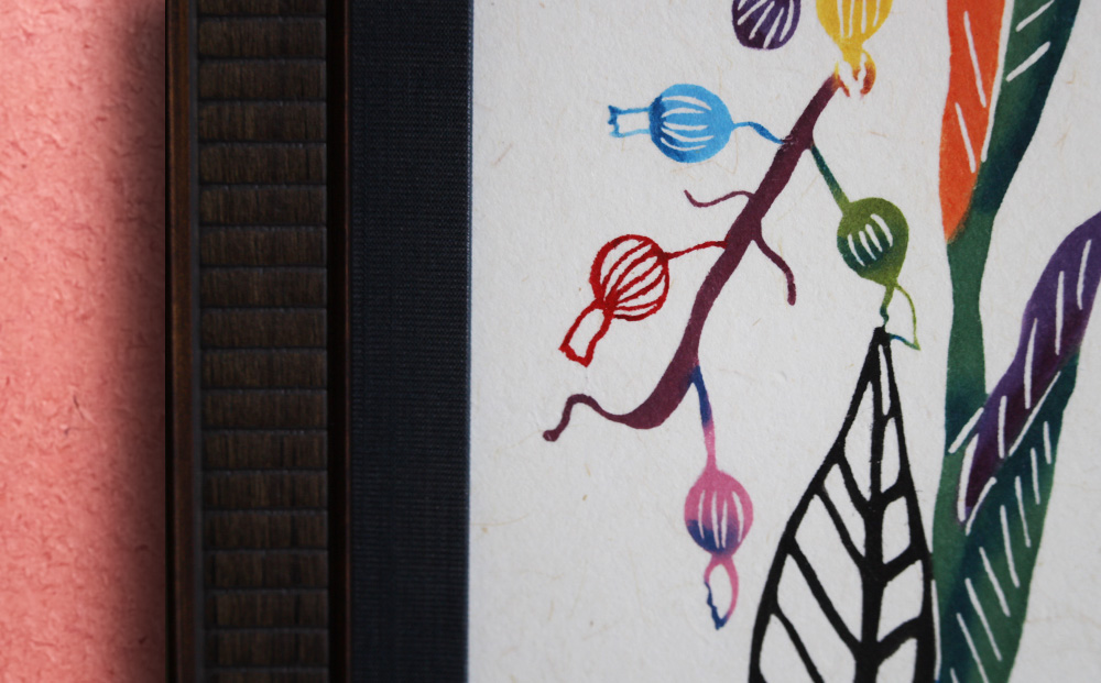 紅型　月桃　額装＜ひだり向き＞