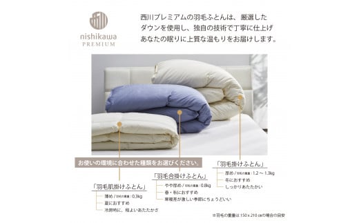 【nishikawa/西川】羽毛肌掛けふとん/ポーランドホワイトグース90％/0.3kg【P310W】