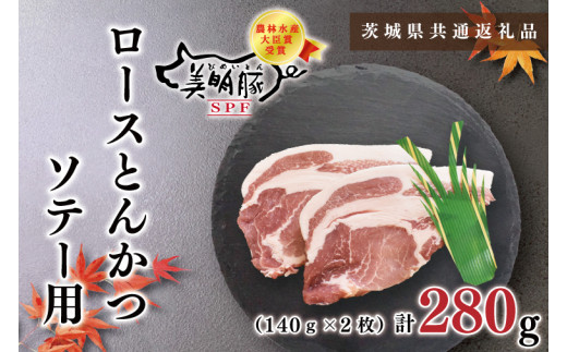 【茨城県共通返礼品・茨城県産】【美明豚】ロースとんかつソテー用280g（140g×２枚）（KCK-13）