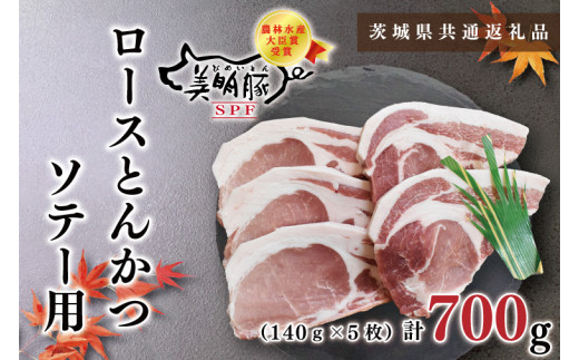 【茨城県共通返礼品・茨城県産】【美明豚】ロースとんかつソテー用700g（140g×５枚）（KCK-14）