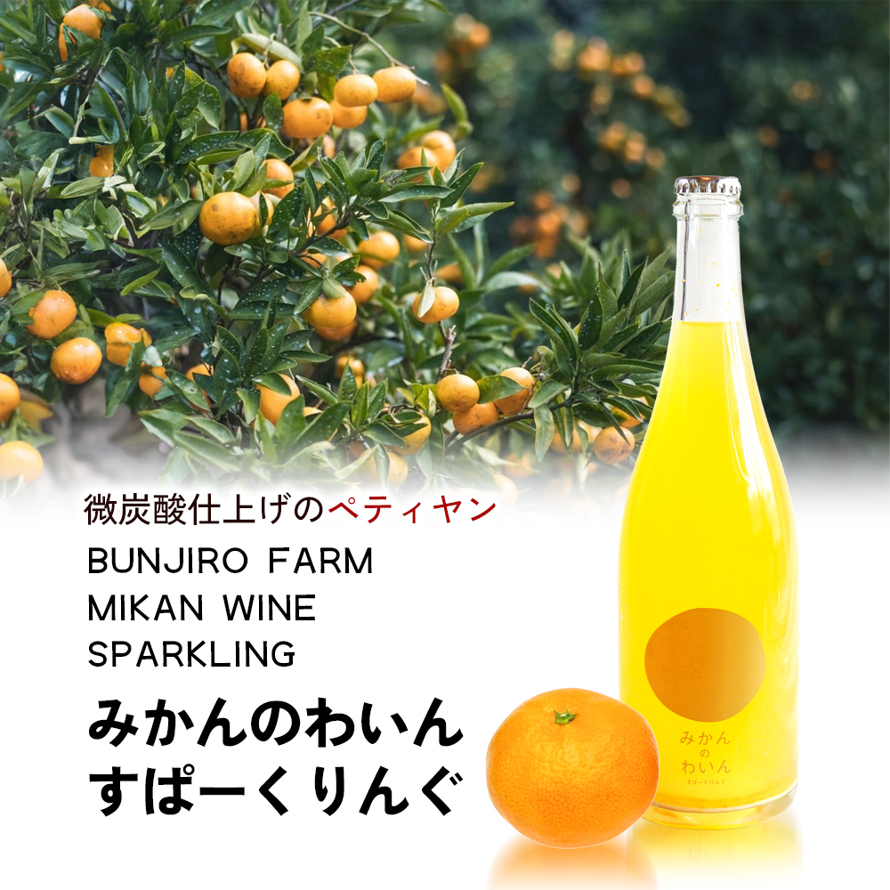 【 小豆島 】文次郎農園 小豆島100％ みかんのわいん すぱーくりんぐ 750ml  お酒 酒 ワイン みかん 蜜柑 ミカン 温州みかん 香川 香川県 土庄 土庄町