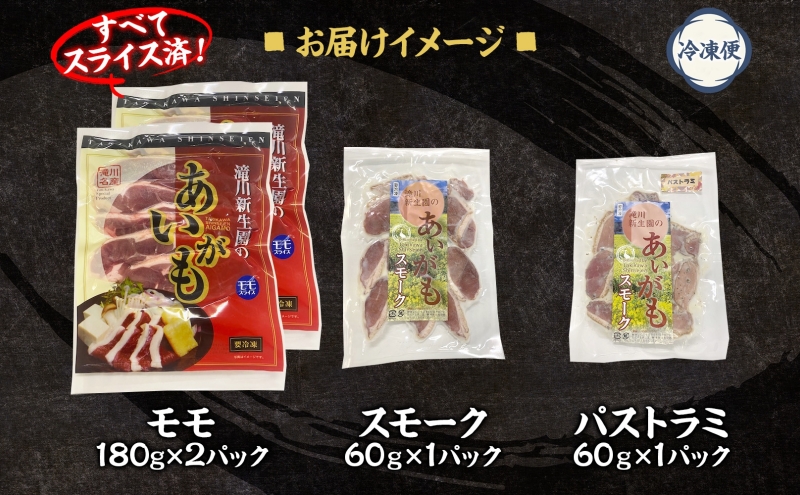 ふるさと納税 あいがも 合鴨 3種セット モモスライス スモーク パストラミ カモ肉 鴨肉 かも肉 クセ控えめ 肉 鍋料理 そば トッピング おつまみ 料理 肉 肉料理 アレンジ やわらかい ジューシー しっとり スモーク加工 加工肉 北海道 滝川市