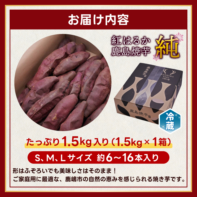 ★令和7年産 新芋★【人気返礼品】鹿島焼芋 純 1.5kg【冷蔵 ひやし 焼き芋 やきいも さつまいも 芋 お菓子 おやつ デザート スイーツ 和菓子 和スイーツ 鹿嶋市 茨城県】（KBK-8-2）
