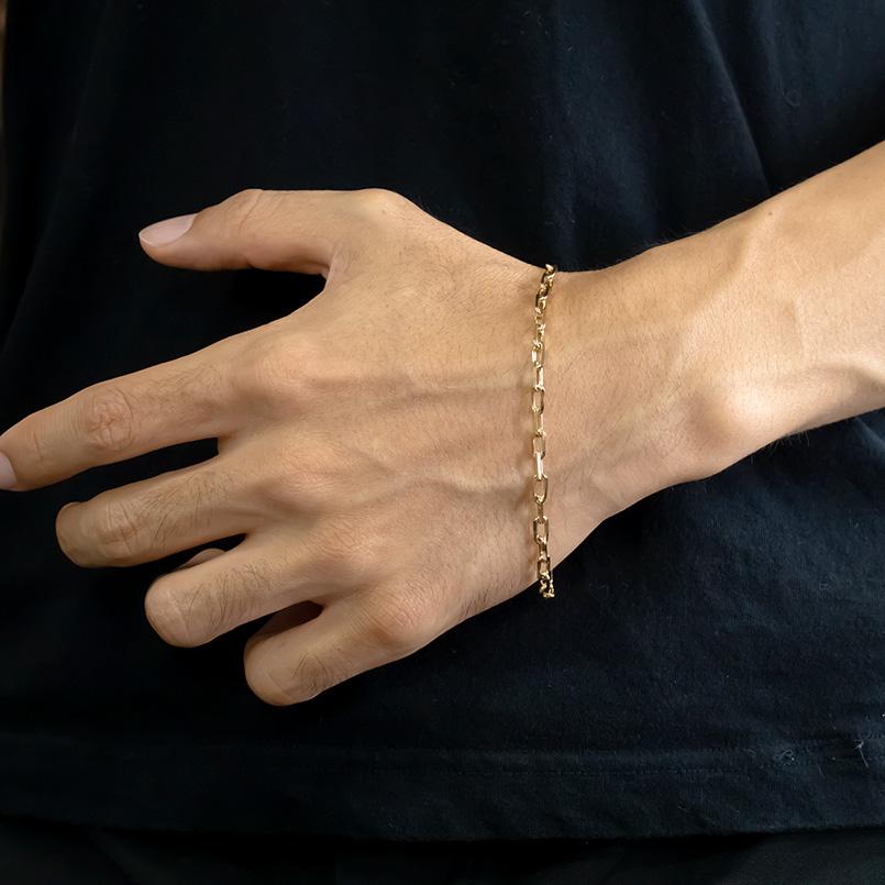 イエローゴールドk18 ブレスレット 20cm k18 粗目小豆チェーン