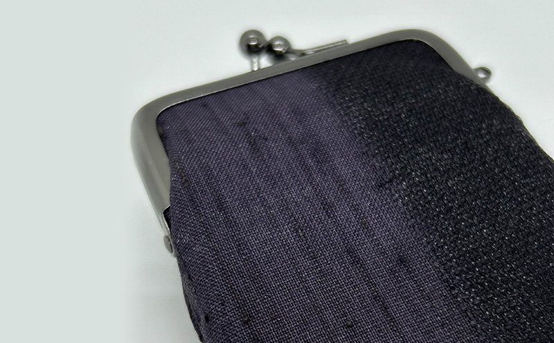 がま口ポーチS ぜんまい紬 濃紫 ファッション小物 財布 ファッション 