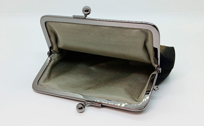 がま口ポーチM ぜんまい紬 茶系 ファッション小物 財布 ファッション 