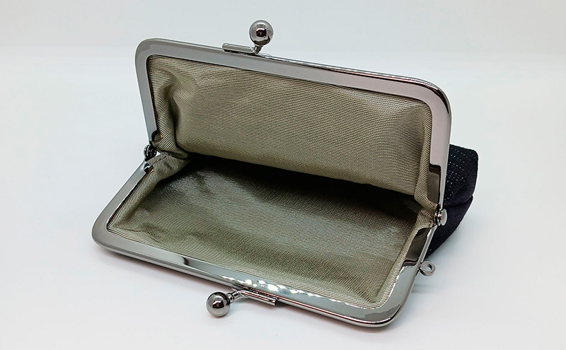 がま口ポーチM ぜんまい紬 濃紫 ファッション小物 財布 ファッション 