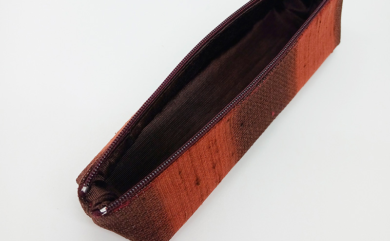 ペンポーチ ぜんまい紬 煉瓦色 雑貨 日用品 文房具 