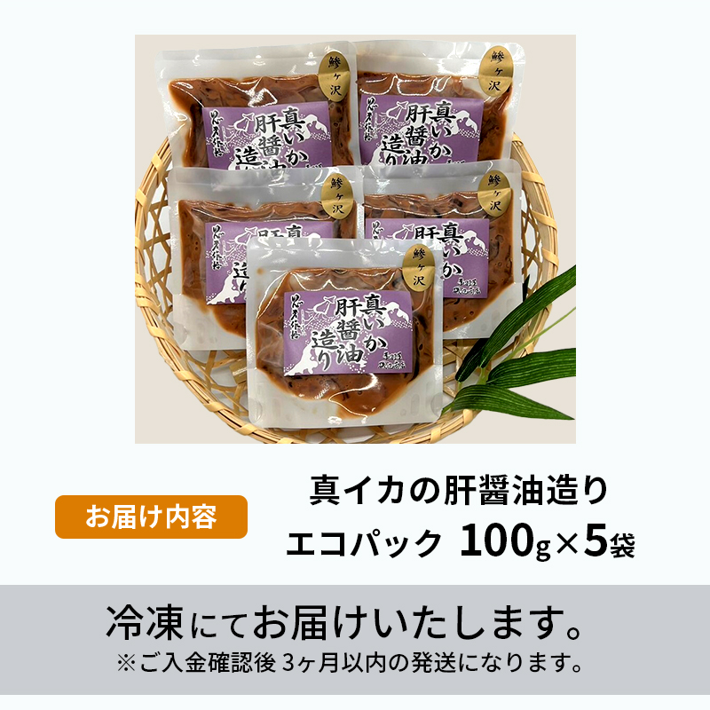 真イカの肝醤油造り エコパック 80g×5袋 セット 珍味 イカ いか おつまみ 詰め合わせ おつまみセット ごはんのお供 ご飯のお供 海鮮 魚介類 魚介 海産物 加工食品 ※ご入金確認後 3ヶ月以内の発送になります。 青森県鰺ヶ沢町 
