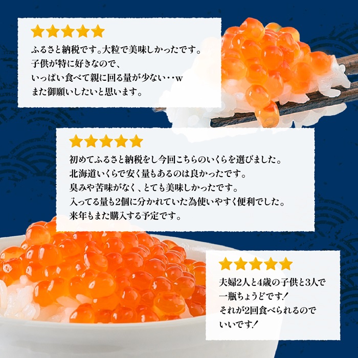 北海道羽幌町のふるさと納税 【定期便：全2回】《12月21日までのご入金で1回目年内発送！》北海道産いくら醤油漬け360g(180g×2)【0212803】