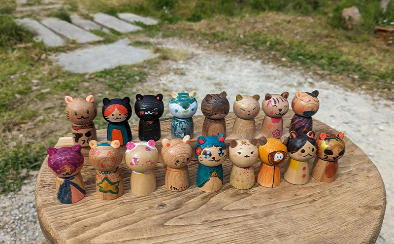 にゃんこけしの絵付け体験 1名様分チケット（オリジナルにゃんこけしを作ろう！） ねこ 猫 ネコ 