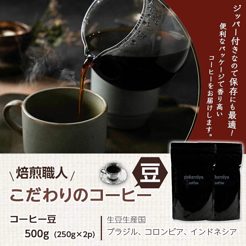 宮崎県都城市のふるさと納税 焙煎職人こだわりのコーヒー【豆】500g 小分けパック(ジッパー・バルブ付) ※中深煎り※ポスト投函≪みやこんじょ特急便≫_LC-3302-Q