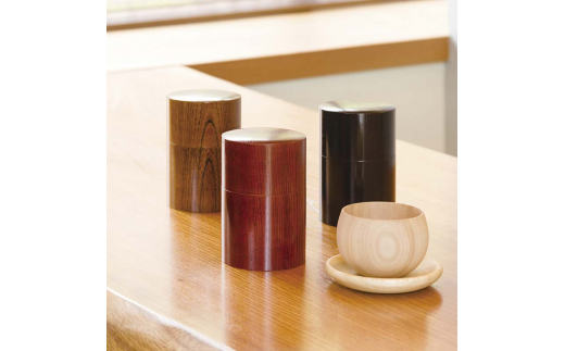 山中塗 嘉匠菴 欅 共木茶筒 茶摺 復興　震災　コロナ【能登半島地震復興支援】 北陸新幹線 F6P-0202